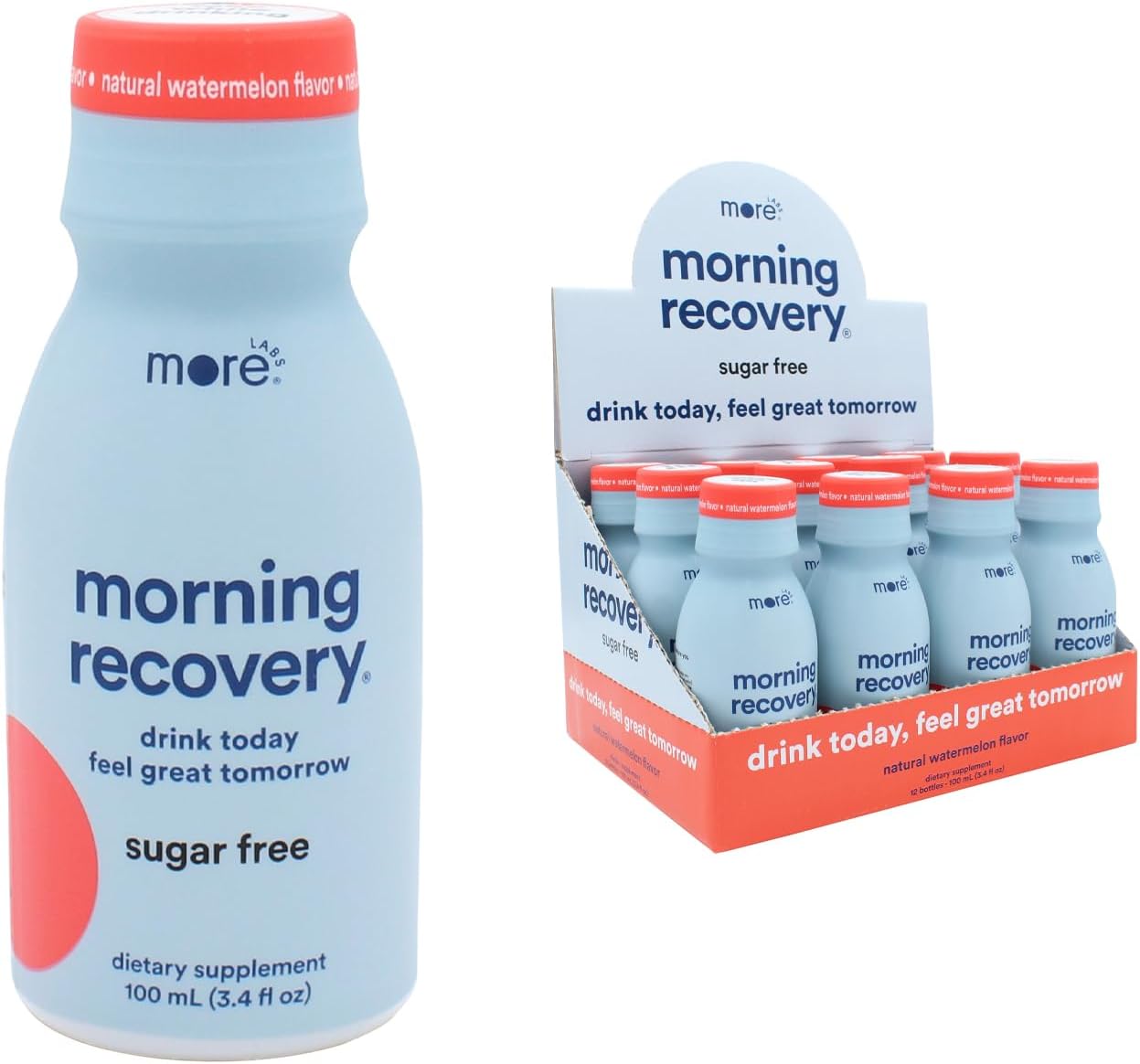 Morning Recovery DHM Electrolyte, Milk Thistle Drink Proprietary Formulation to Hydrate While Drinking, Non GMO, Vegan, Gluten-Free, Sugar Free Watermelon, Pack of 12