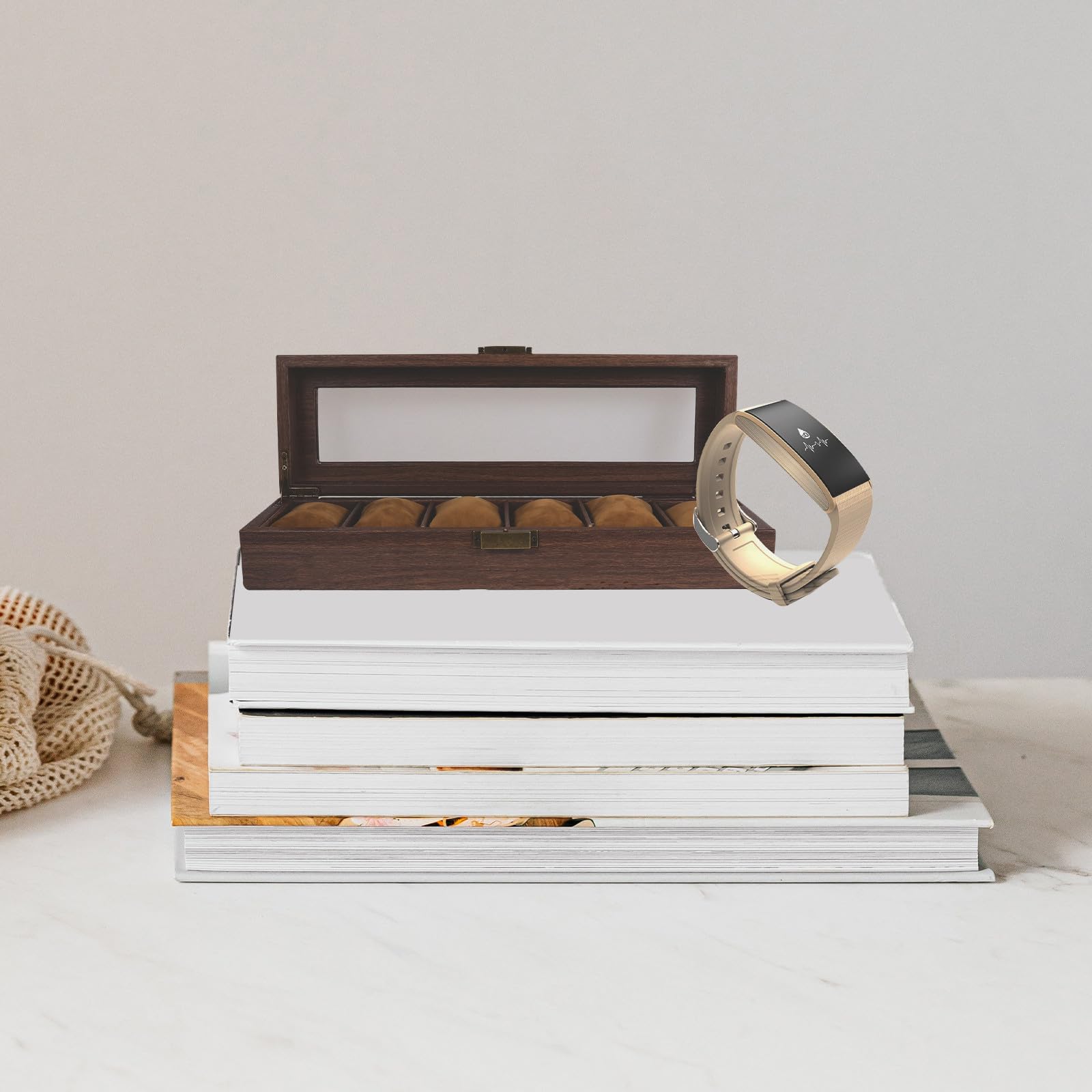 Legno Scatola Porta Orologi Uomo, Custodia Elegante per Casa e Viaggio