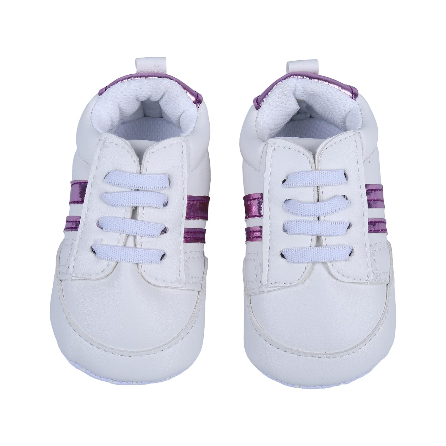 BabyMoo Metallic Stripes Fancy Infant Anti-Slip Baby Infant Sneaker Shoes White| Baby Boy and Girl Booties |Age 9-12Months-image-15