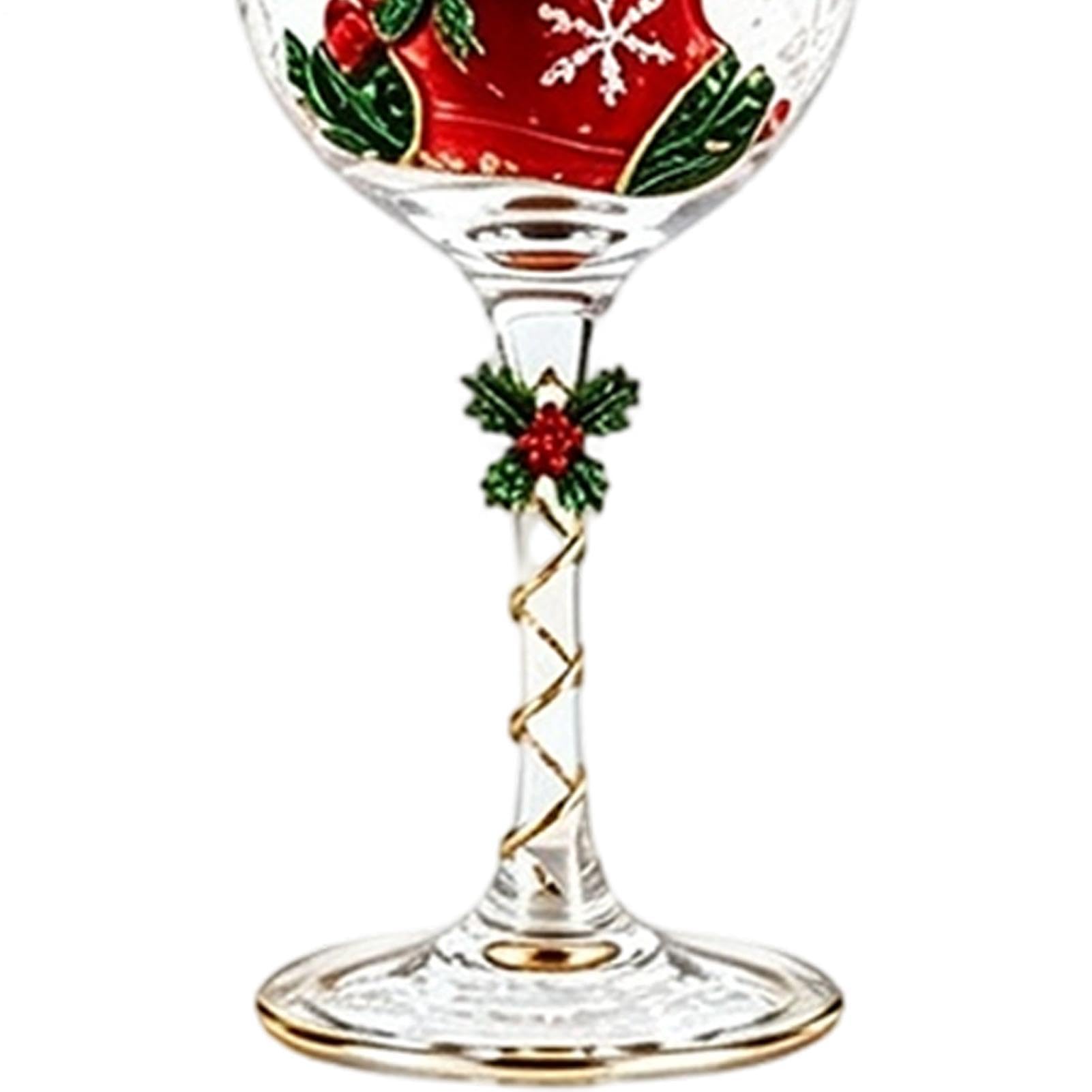 Calice di vino con gambo di Natale,Bicchieri festivi per champagne