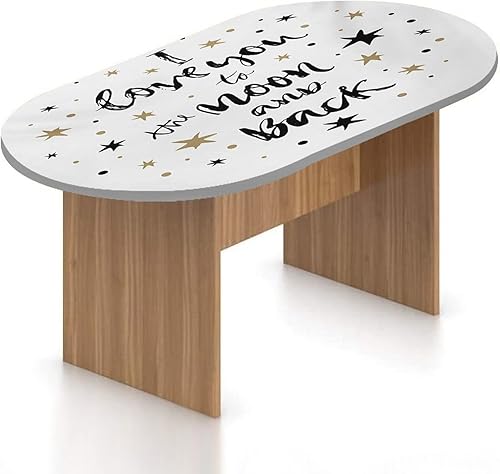 Miniatura 8 de Mantel ovalado ajustable para mesa de patio, con borde elástico, de poliéster, estampado de frase "I Love You to the Moon and Back", se adapta a