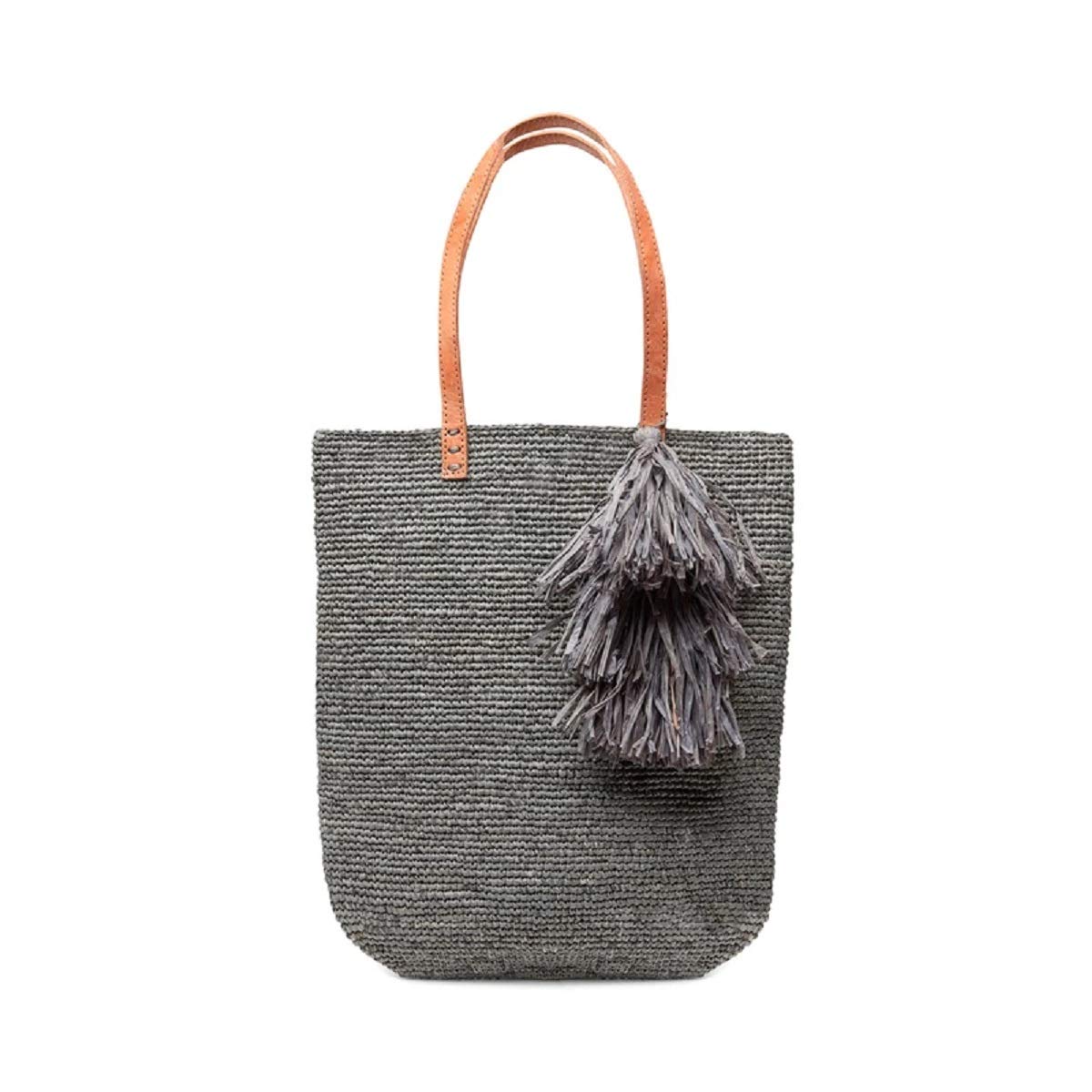 Mar Y Sol Carolina Tassel Crocheted Raffia Slim Tote Bag