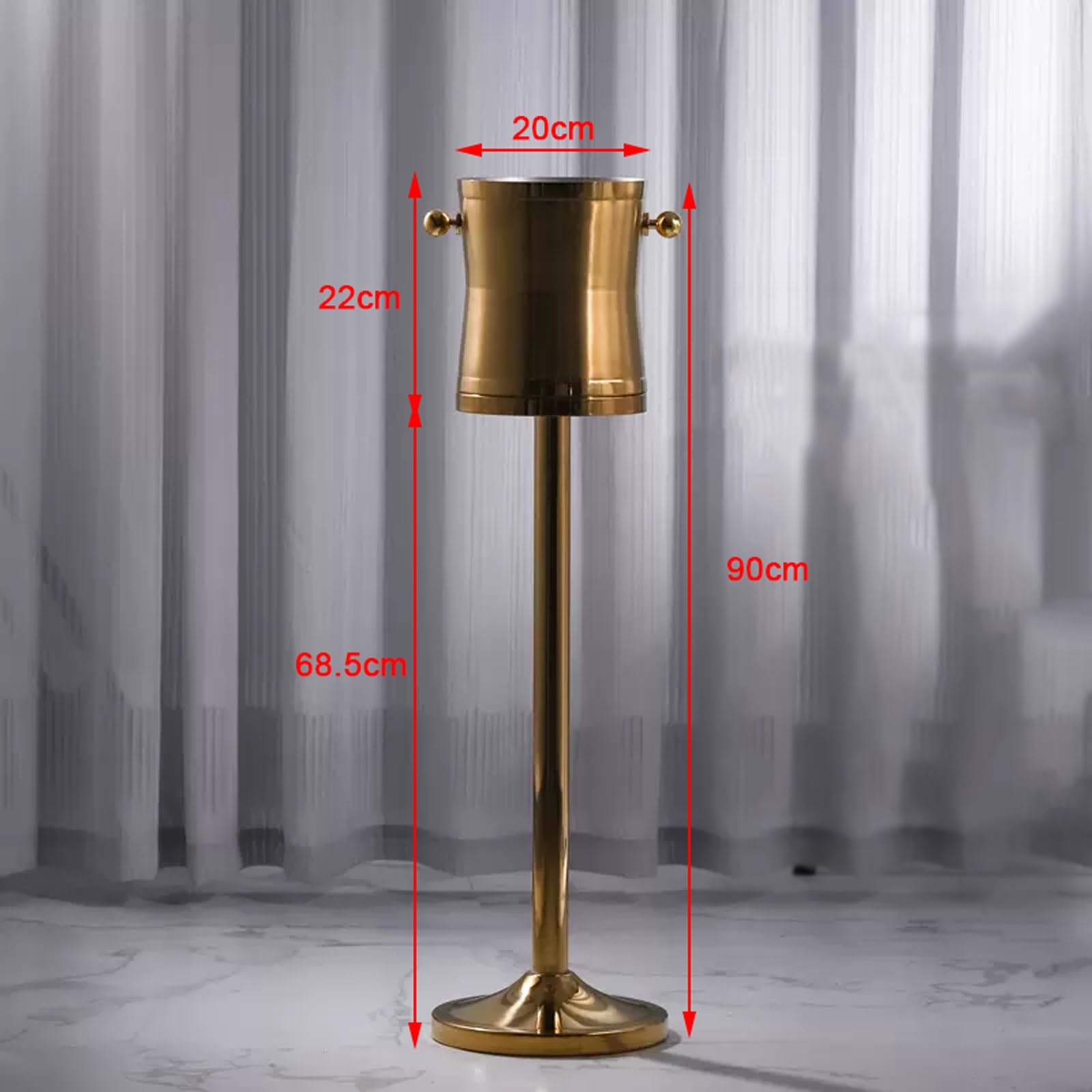 Cubiteras Cubitera de 4L con Soporte Cubitera de Vino de Doble Pared de Acero Inoxidable Dorado y Soporte for Cerveza, Vino, champán y más Cubo de Hielo