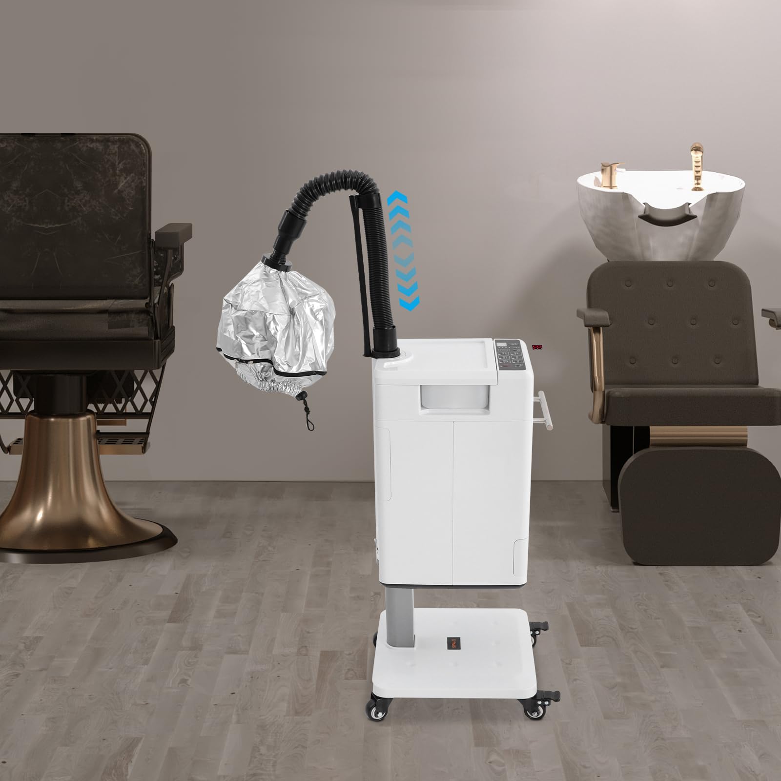 Dispositivo a Vapore Nano Ionico 500W per Capelli | Processore a colori per capelli professionale con cappuccio 6 modalità cura schermo LCD temperatura regolabile base rotabile