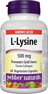 Webber Naturals L-Lysine, Vegetarian Capsule, 500 mg, 60 Count
