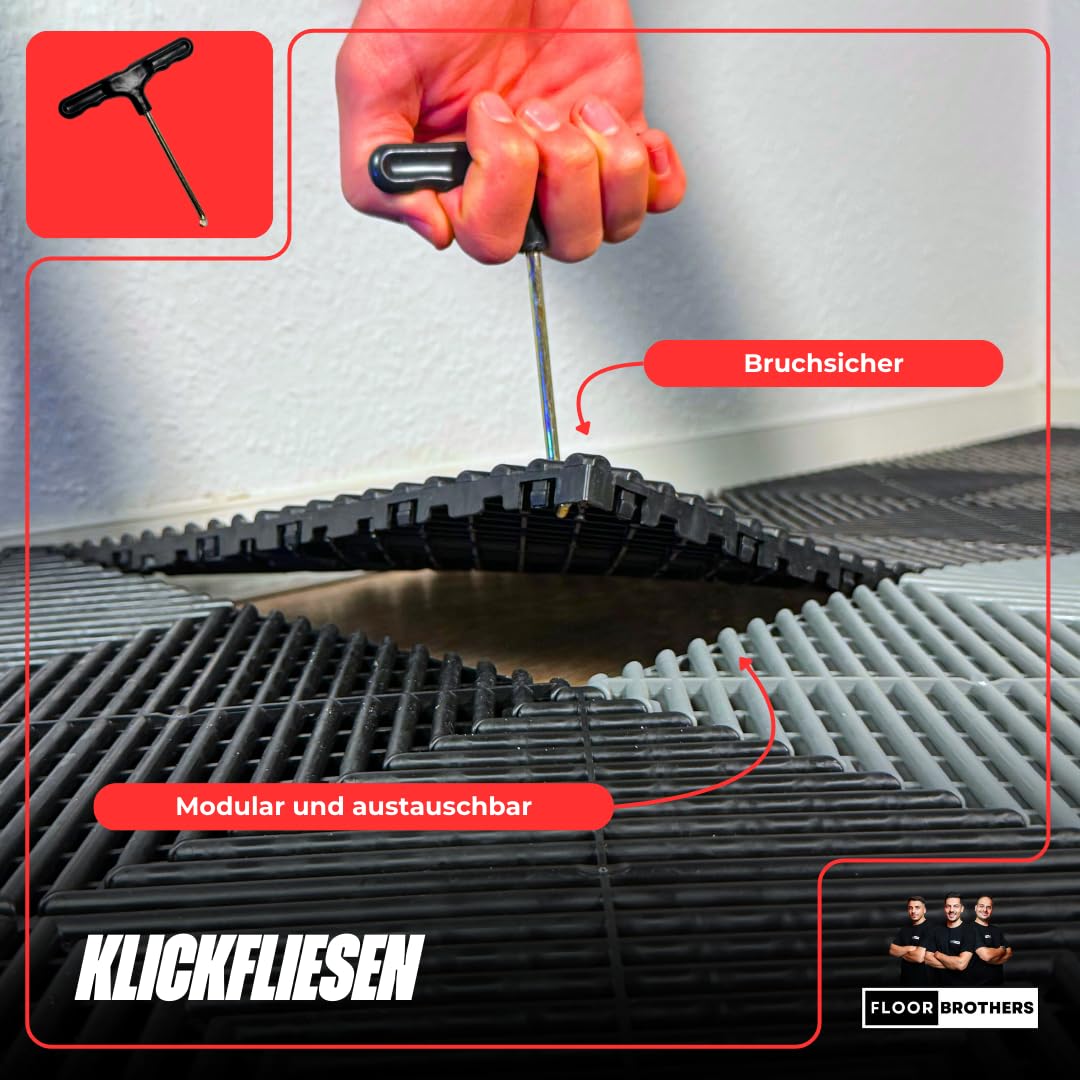 Floor Brothers Klickfliesen für Werkstatt Garage Messen Halle Showroom | Bodenfliesen in 39,5x39,5cm Grün