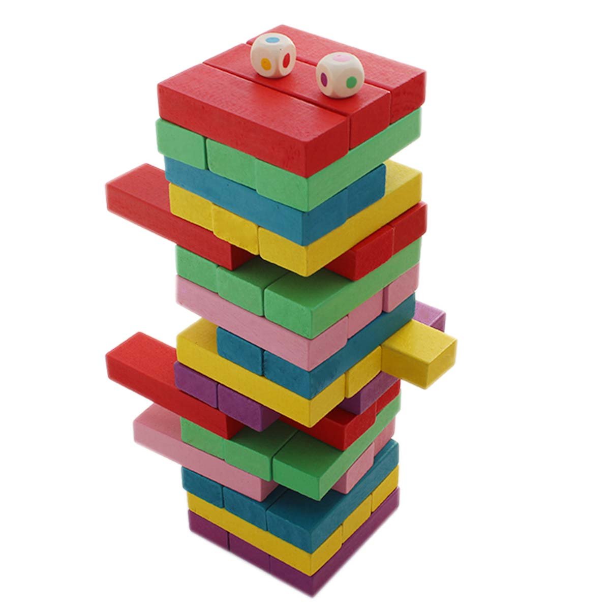 Abee Colourful Wooden Tumbling Tower 48 Piece 24 cm Tall - Building Dominoes Blocks (B07DM285X9) Amazon Price History, Amazon Price Tracker