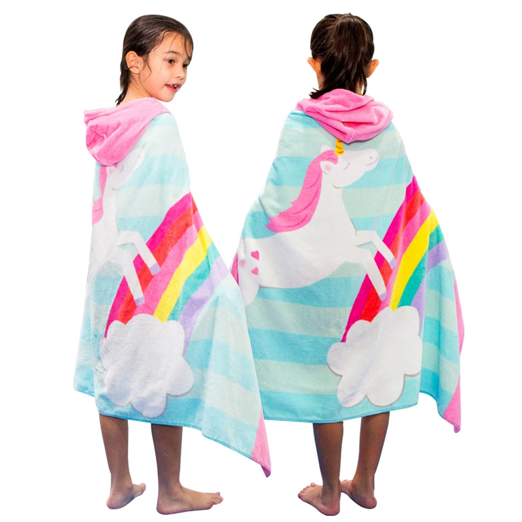 Kinder-Badetücher, Kinder-Handtuch, Mädchen, Jungen, mit Kapuze, Strand, Badezimmer, Pool, Badetücher, 76,2 x 127,7 cm, groß, ultra-saugfähig, niedliches Cartoon-Tier, volle Vitalität, 100 %