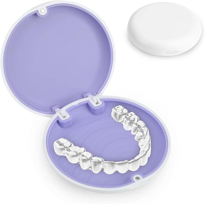 Beejoy Retainer Case Orthodontic Denture Box Round Retainer Box with