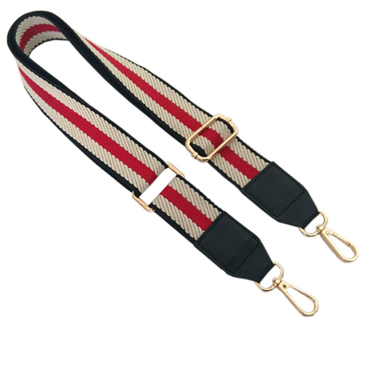 Xuexian Women's Red&Black Purse Shoulder Strap Replacement Adjustable Stripe Jacquard Woven Pu Leather Belt Handbag Crossbody Bag Straps (Red&Black)