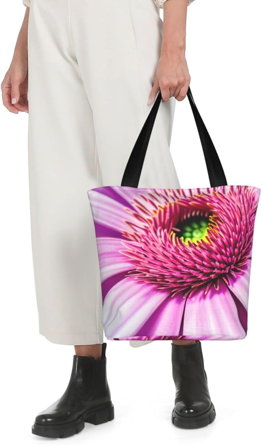 Pink flower tropical plant 1 Print Trendy Lightweight Shoulder Tote Bag Travel Beach Work Commuting Multiple Occasions