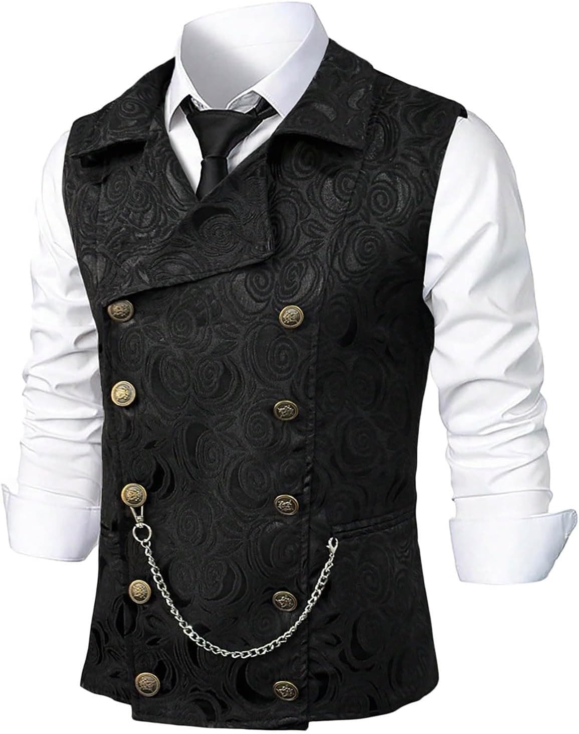 Cambkatl Mens Double Breasted Suit Vest, Stylish Paisley Slim Fit Formal Business Dress Waistcoat