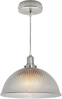 Long Life Lamp Company Antique Silver Vintage Pendant Light Retro Glass Ceiling Light Shade M0022