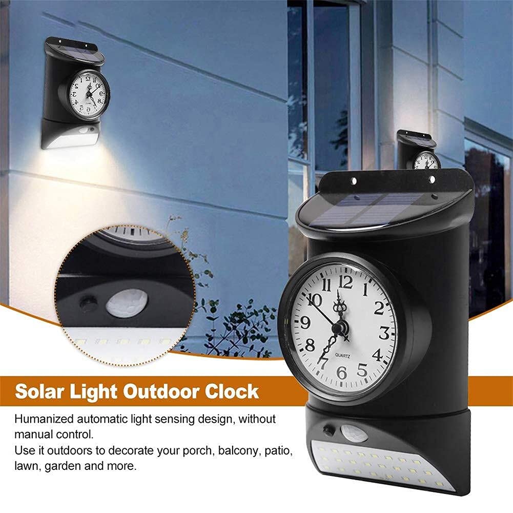Amazon｜太陽光屋外時計防水壁時計レトロクロックLEDナイトライト24