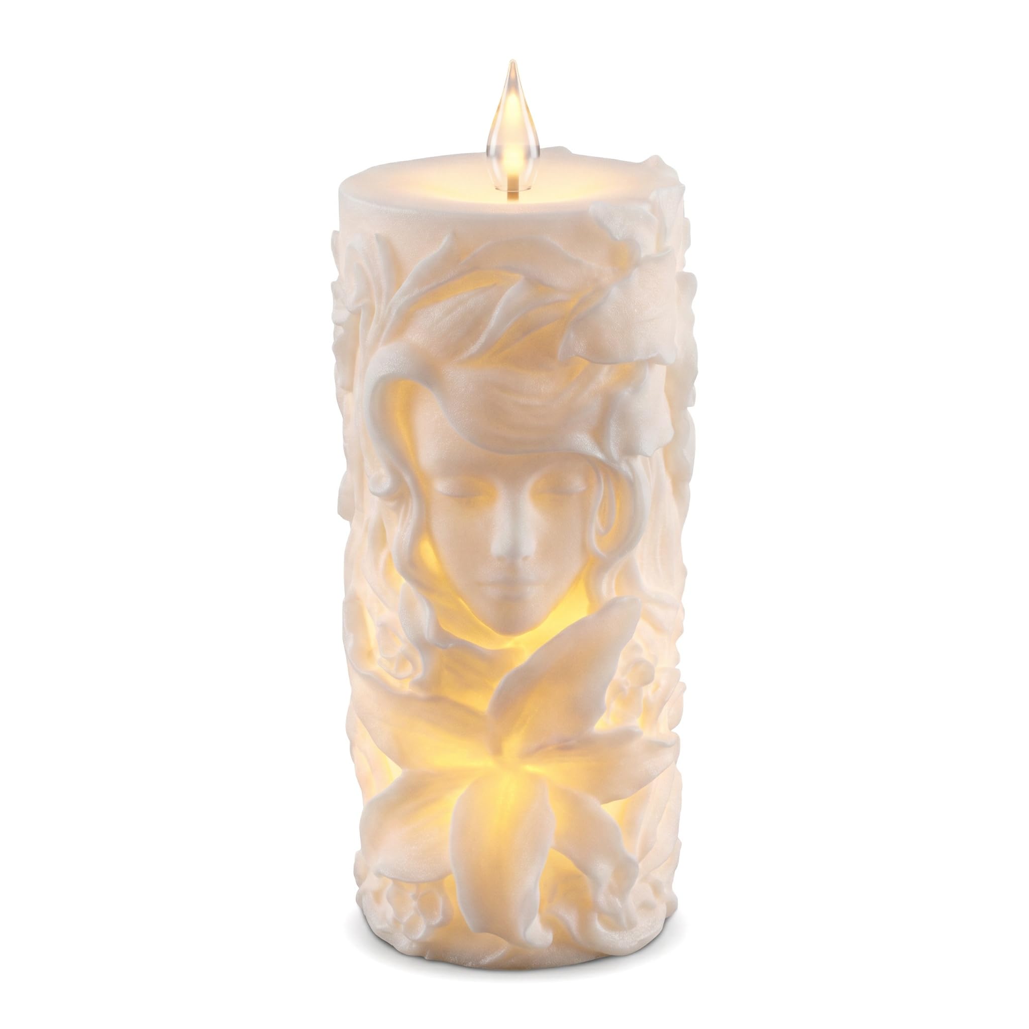 YiYFiT 3D Rose Woman Flameless LED Candle, 19cm Daily Themed Embossed Electric Candle, Battery Operated Warm White Fake Candle for Home, Holiday, Wedding & Winter Decor, Ideal Housewarming Gift