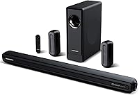 Vista 1 de Barra de sonido de 5.1 canales con audio Dolby, barras de sonido para TV, subwoofer inalámbrico y altavoz trasero, Dolby Digital Plus, Bluetooth