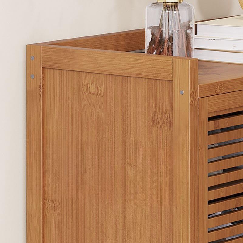 CraftThink Modern Shoe Storage Cabinet, Farmhouse Bamboo Shoe Rack Organizer Wood Freestanding Storage for Shoes with Door for Closet Entryway Garage Bedroom, Walnut-23 L x 12.5" W x 43" H