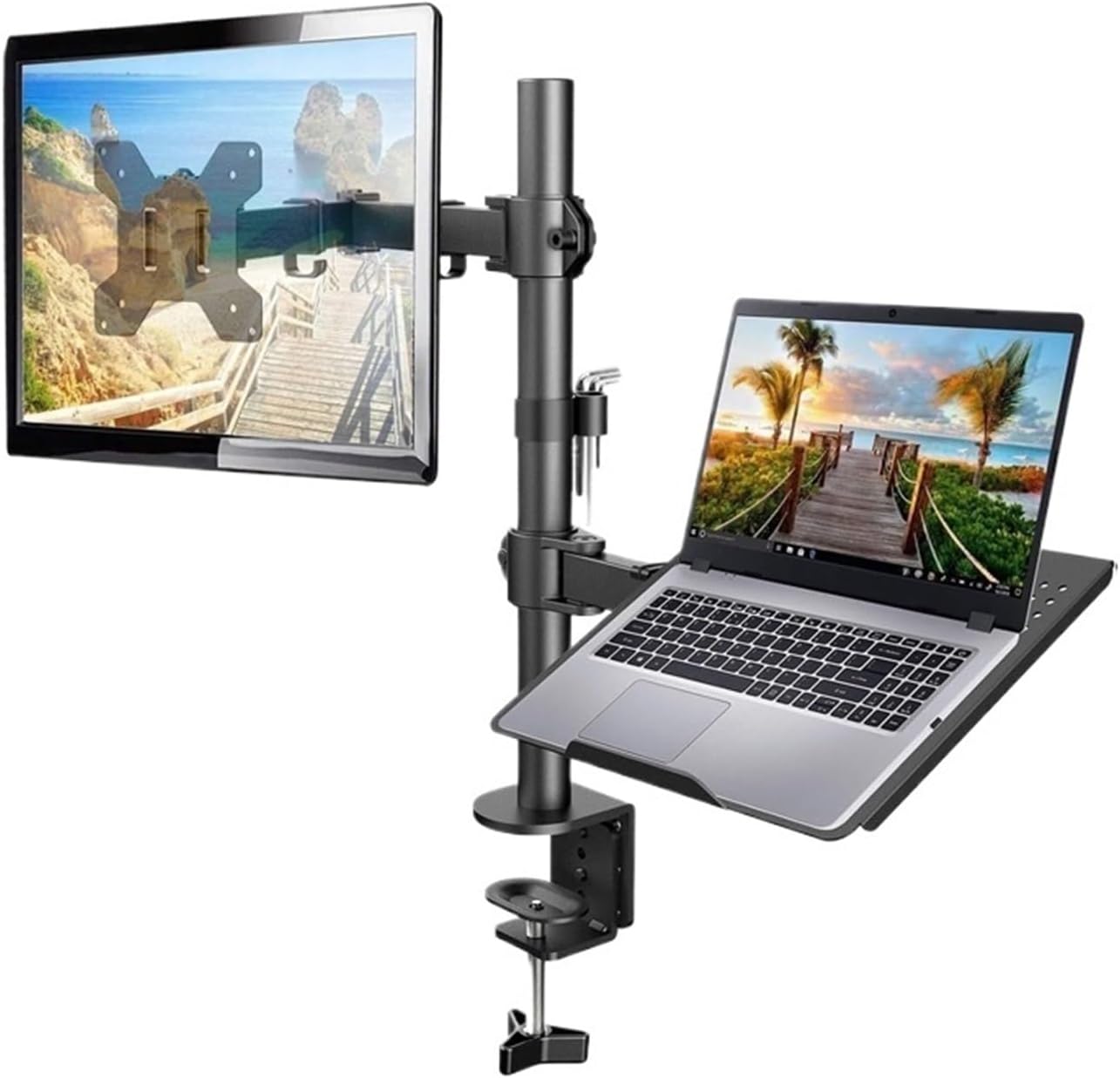 Desktop Computer Stand Mechanical Mounting Bracket for 12" - 32" Monitor + 17" Double Arm(Single Arm)
