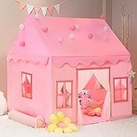 Vista 8 de Tienda de campaña grande para niños con luces de estrellas, banderas y bolsas de mano, tienda de campaña para niños en interiores y exteriores