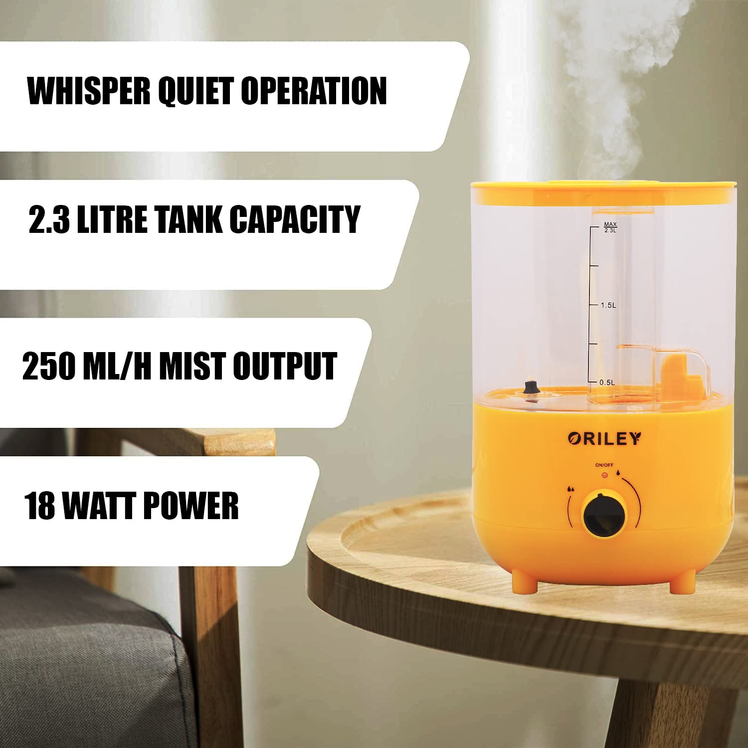 Oriley Ultrasonic Humidifier - Cool Mist & Air Purifier -2
