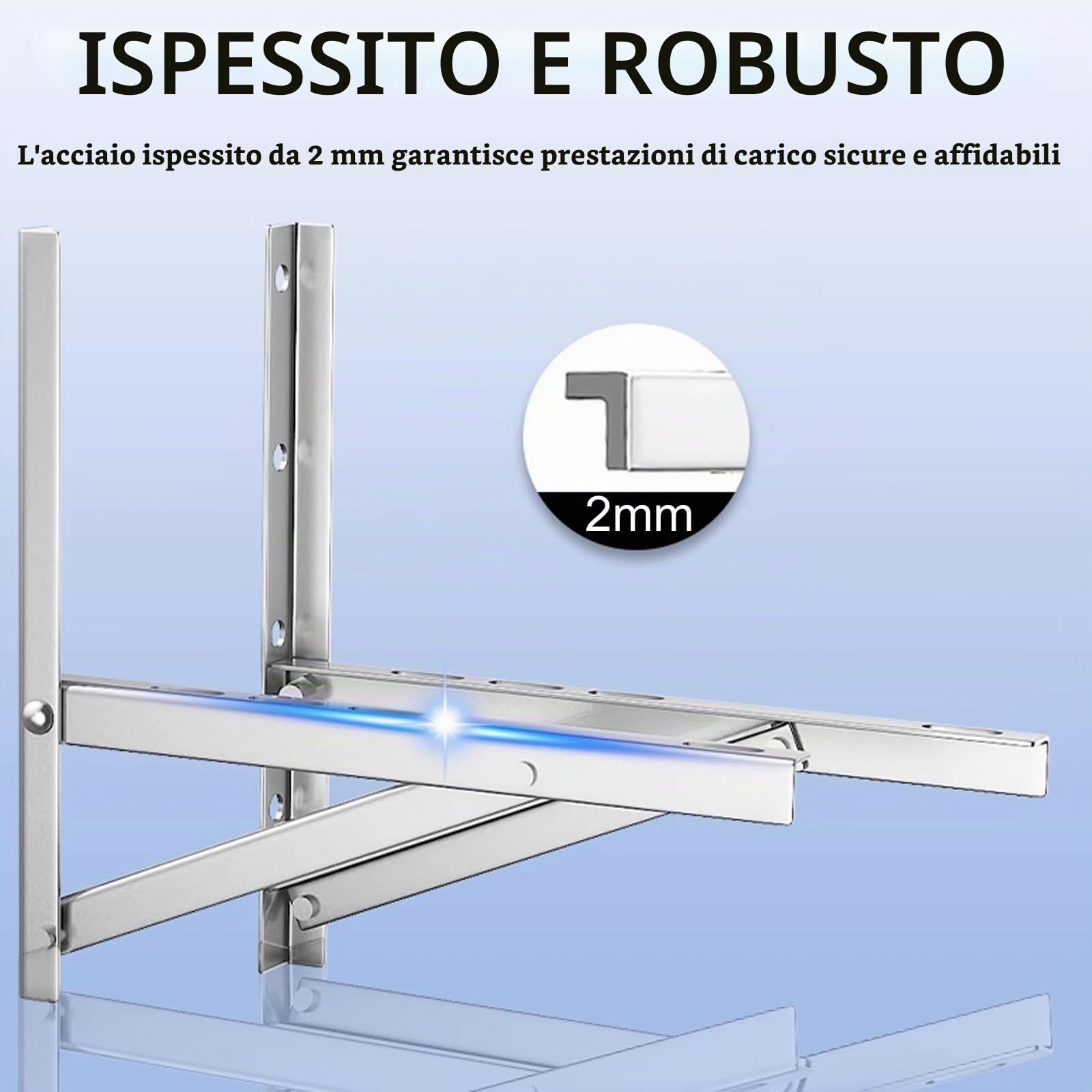 Staffe Condizionatore Esterno, Staffe per Climatizzatore in Acciaio Unità Esterna, Fino a 220 Kg, Telaio di Supporto in Acciaio Inox 304 per Pompa di Calore Esterna(60x55cm/23.6x21.7in)