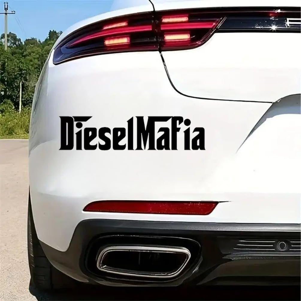 Paquete de 2 pegatinas de vinilo Diesel Mafia (15 x 3,5 cm) para coches, camiones, SUV, exterior – protección solar, resistente al agua, resistente a los arañazos | #AZ67 (Negro) - 3