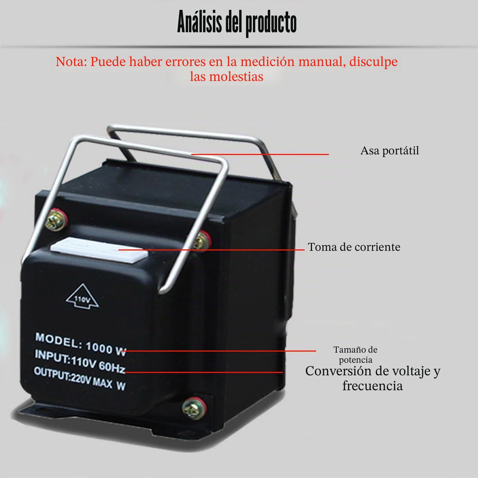 Generic Convertidor de Voltaje Portátil Transformador de Tensión 110V / 220V 100W