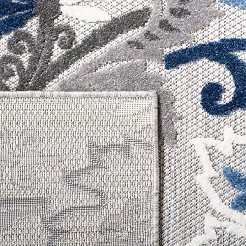 Tapete cuadrado de 5'3" x 5'3" gris y azul miniatura 3