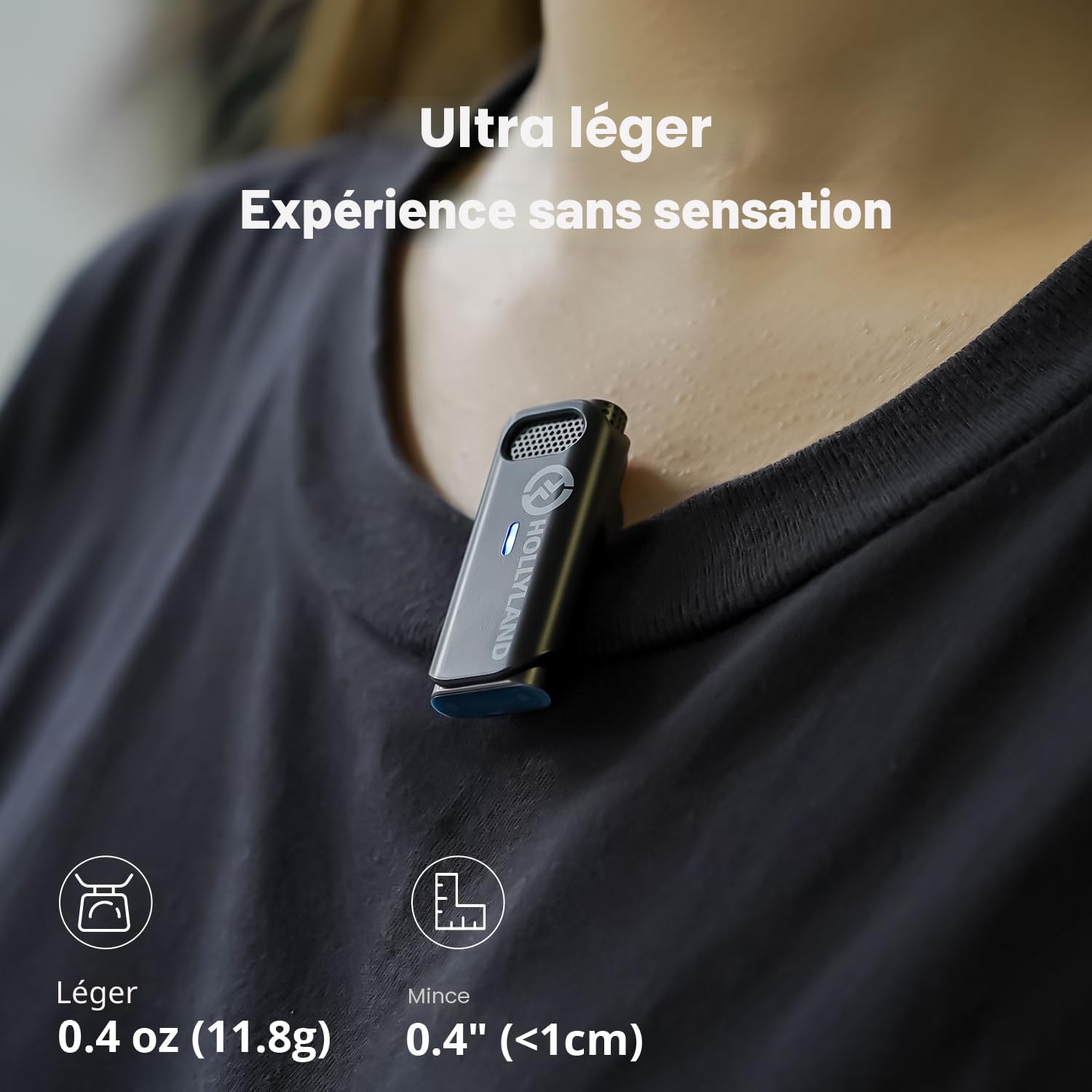 Hollyland Lark M1 Micro Cravate sans Fil Annulation Active Bruit 200m Portée, 20H Utilisation, Ultra-Mini Portable, Système de Microphones Lavalier pour DSLR Caméra iPhone Android PC (Noir Duo)