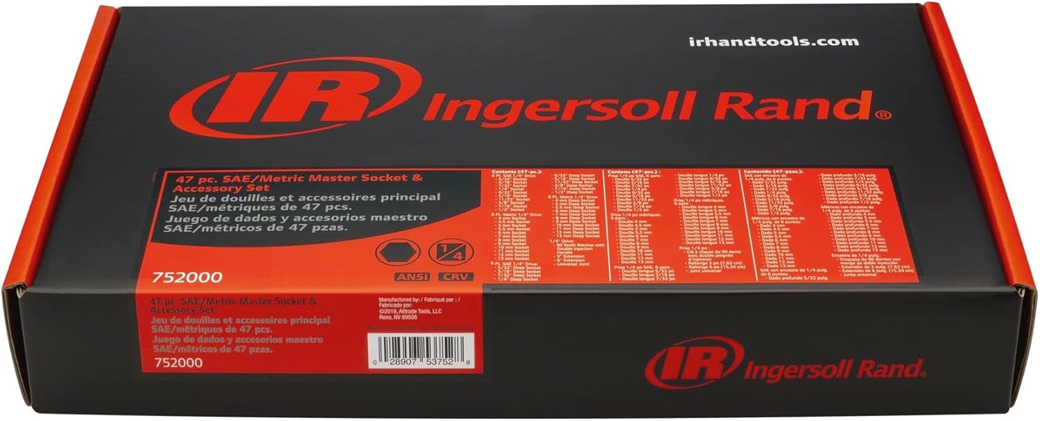 Ingersoll Rand 47 Pc. 1/4 in. Drive SAE/Metric Master Socket and Accessory Set- 752000
