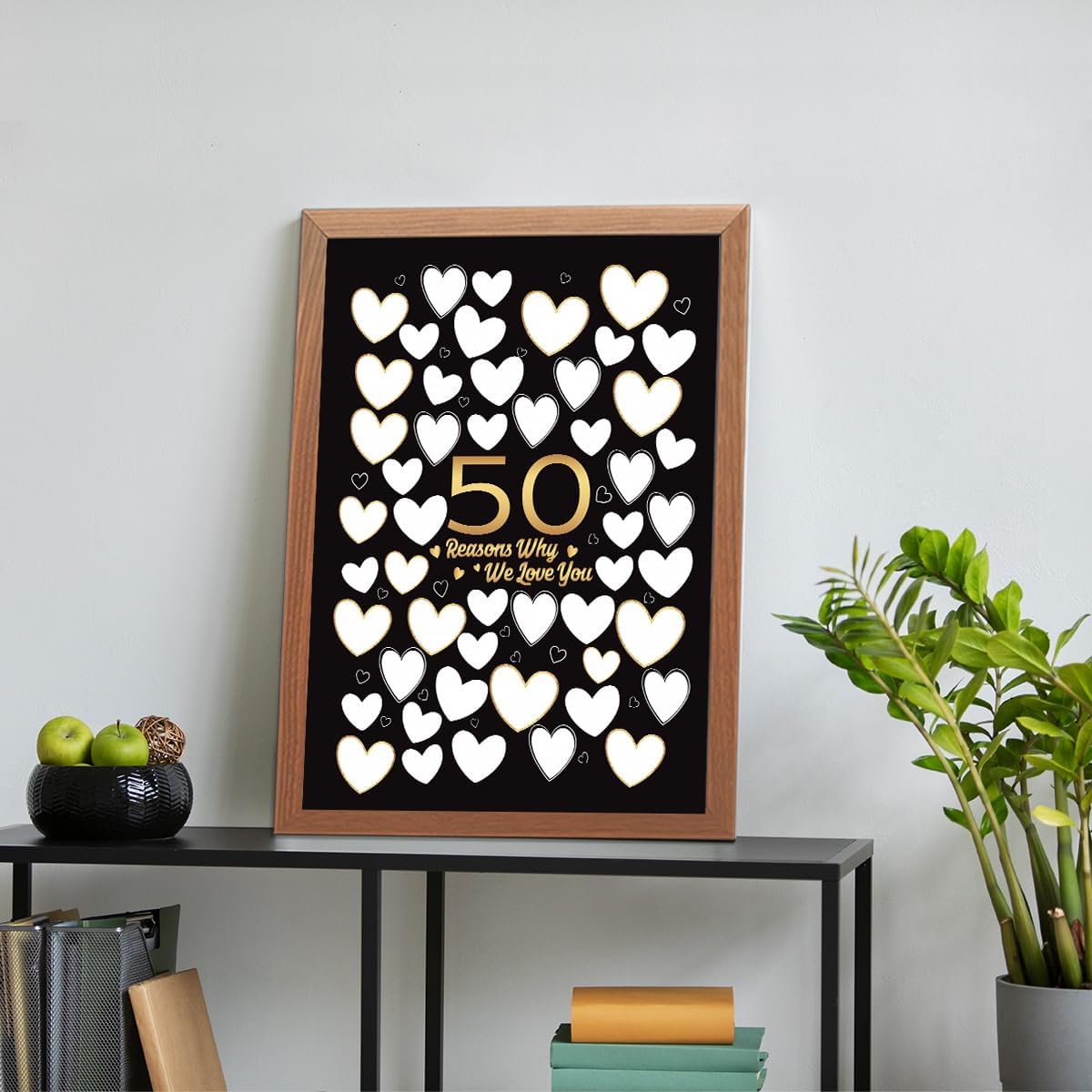 50 Reason Why We Love You,50th Birthday Wall Decor,Birthday Gifts for Women Men,Guest Canvas 50th Anniversary or Birthday Party Favors Decoration-24x18 inches