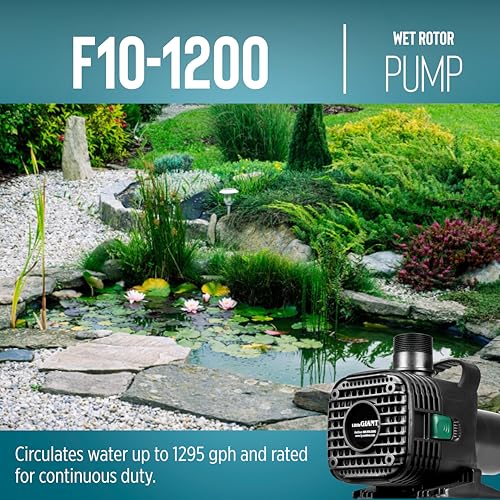 Image of Little Giant 566724 1295GPH Wet Rotor Pump with 20-Ft. Cord for ponds up to 1200 Gallons, Black, F10-1200