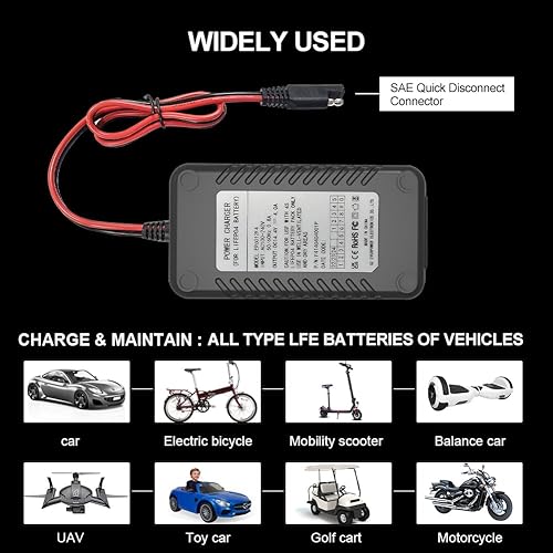 Miniatura 6 de TANKPOW Cargador de batería LiFePO4 de 4 amperios, cargador de batería de litio LFP de 14.6 voltios, cargador de batería de fosfato de hierro y