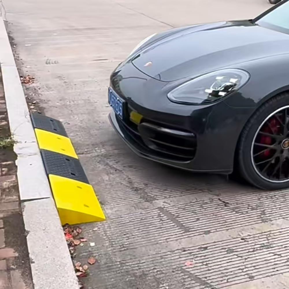 Rampa krawężnikowa, rampa podjazdowa, Lekkie rampy podjazdowe o wysokości 2" 3" 5" 7" do drzwi, garażu, magazynu, wózka dziecięcego, skutera(Giallo,H 11cm/4.3")