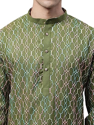 Image of Jompers Men's Cotton Embroidered Straight Kurta Pyjama Set