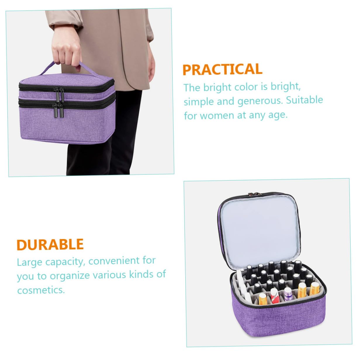 Homoyoyo Valigetta per Smalto Doppio Strato Custodia per Oli Essenziali Borsa Portaoggetti Portatile e Resistente per Trucco e Viaggi