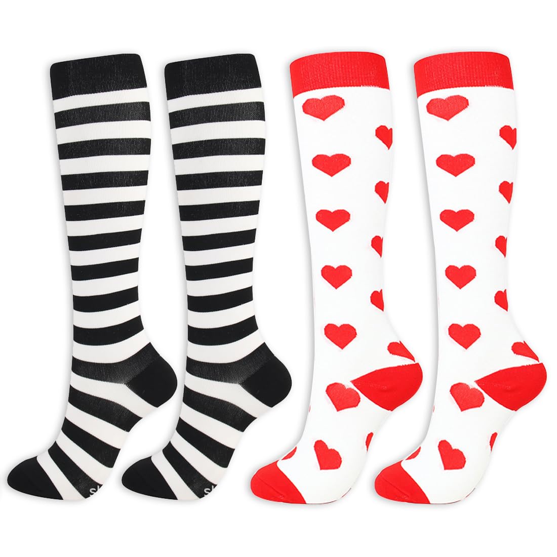Calze a Compressione per Donne e Uomo, 2 Paia Calze Compressione Uomo E Donna, Calze a Compressione form cuore, Sport Calzini a Compressione per Sportive, Corsa, Giri in Bici