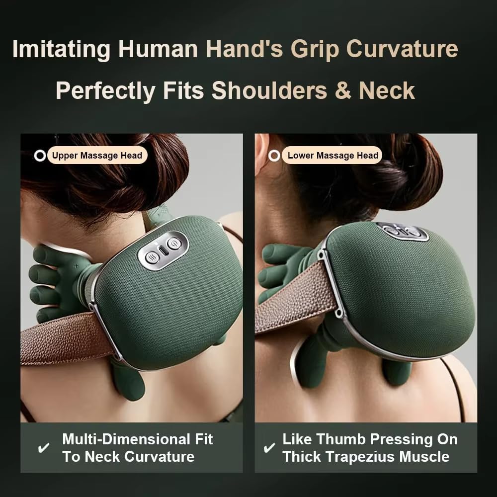 Heated Massager, Shoulder and Neck Massager with Heat, Electric Deep Tissue 4D Kneading Massage, Electrlc Massage with Fingers, for Pain Relief and Muscle Relax, Neck Massager with Heat (Black)