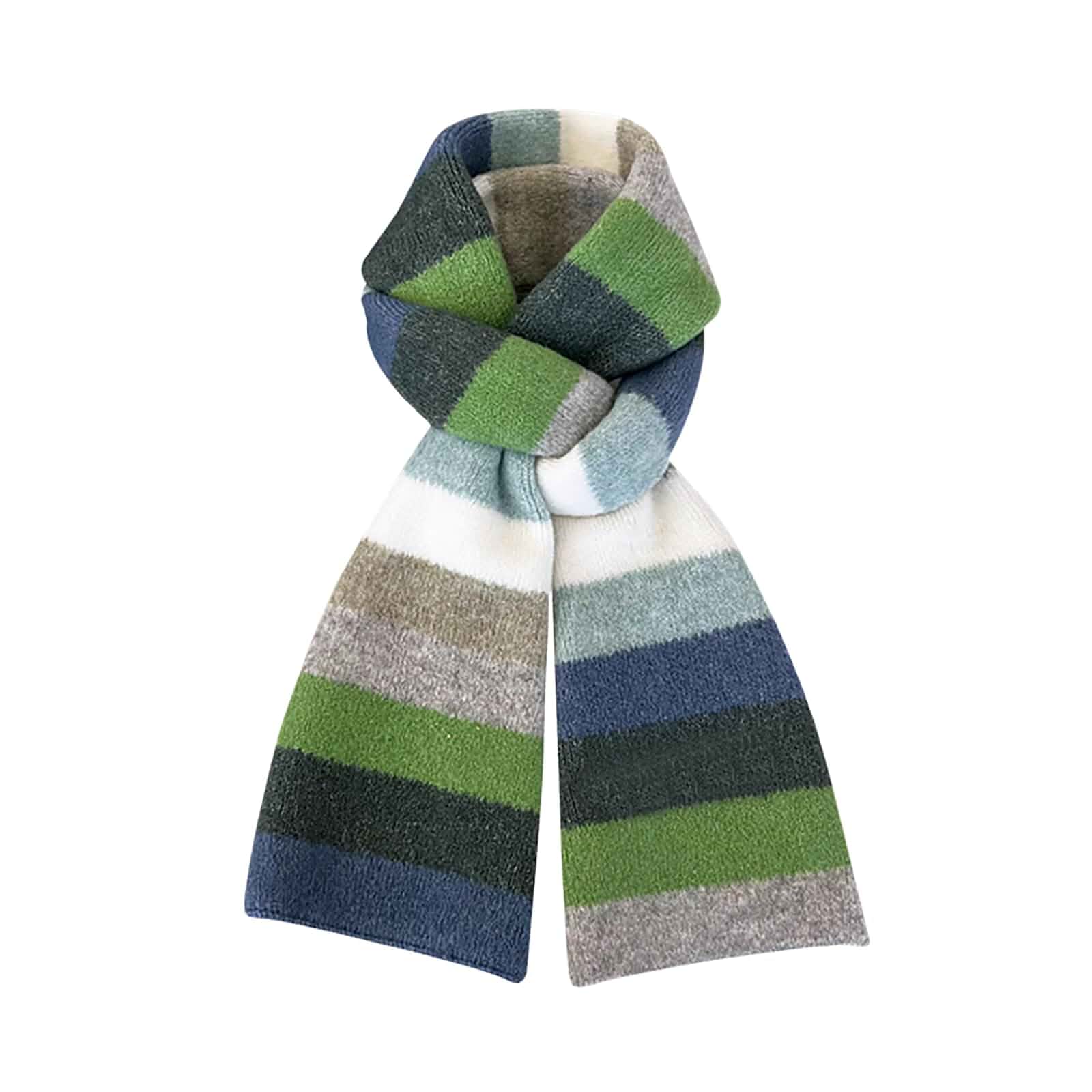 Fashion Rainbow Striped Scarf Winter Thick Knit Wool Scarves Holiday Gifts Striped