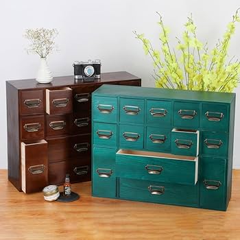 Amazon.co.jp: GoooodGift 薬剤師キャビネット 引き出し付き 20 木製