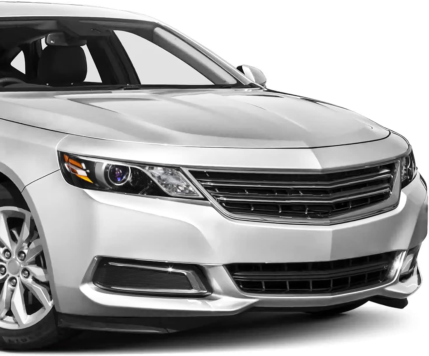 DNA MOTORING Right Side Projector Headlight Compatible with 2014-2020 Chevy Impala Non Limited Models, Black Housing Amber Reflector, OEM-HL-0138-R