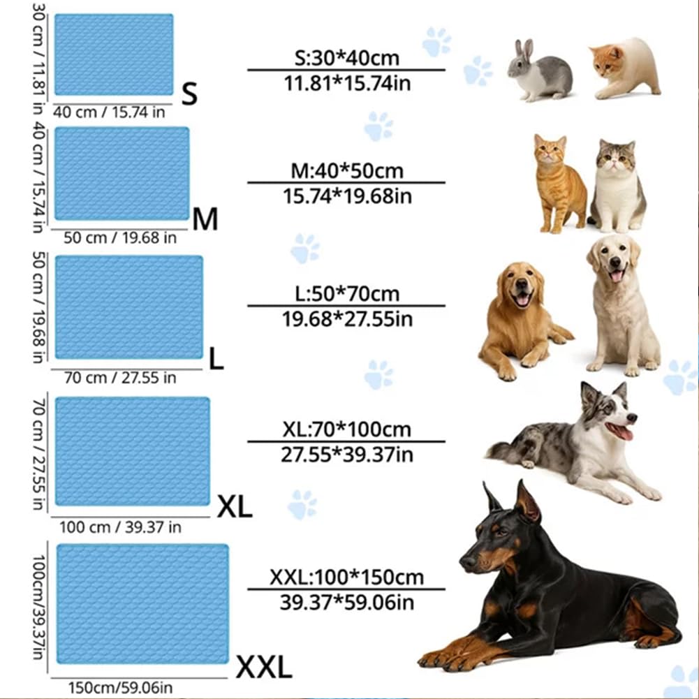 Alfombrilla de refrigeración para perros, cama para mascotas con gel no tóxico, portátil, antideslizante, lavable, para uso en interiores y exteriores, verano, XXL, 59.1 x 39.37 pulgadas