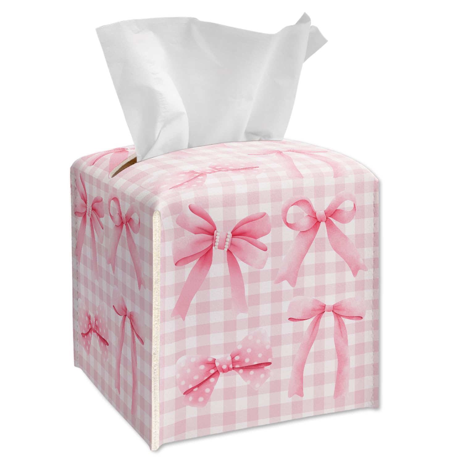 Boîte à mouchoirs en cuir rose chic avec ceinture - Élégance pour coiffeuse