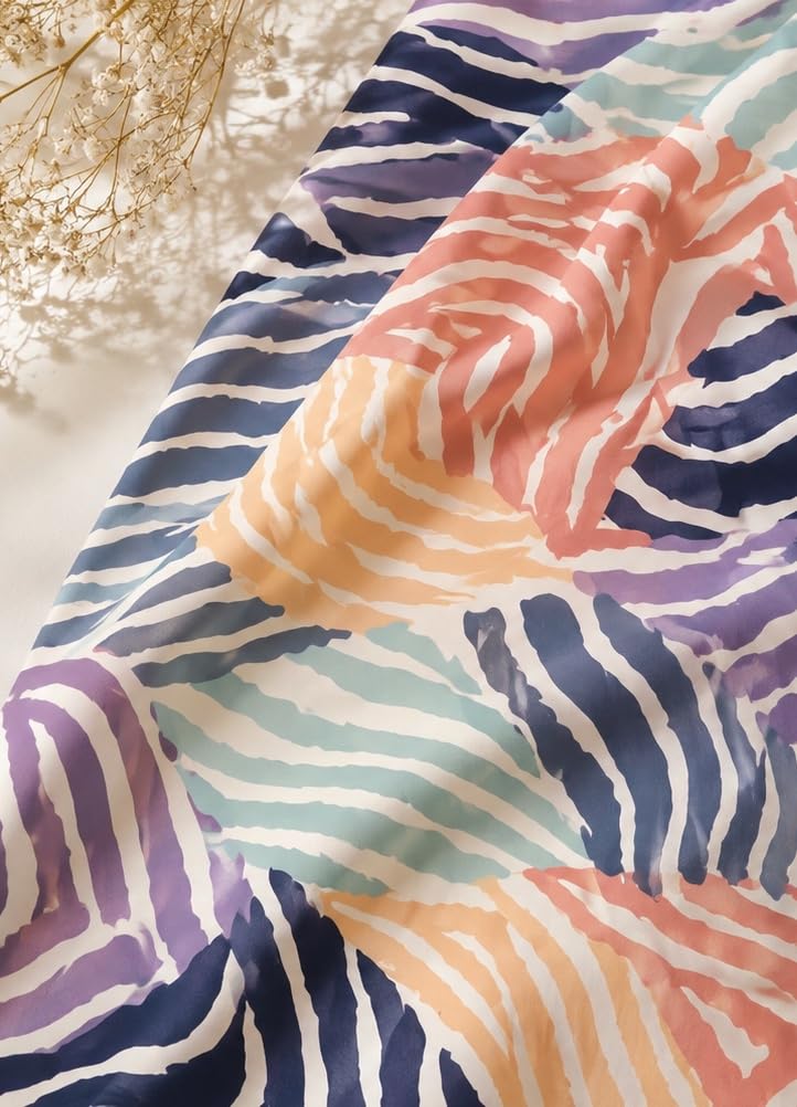 NK Textiles Zebra Print Multicolored Pure Cotton Unstitched Fabric for Kurti, Gowns, Palazzo etc, 2 Meters, 2.5 Meters, 3 Meters, 5 Meters, Premium Dress Making Material-image-11