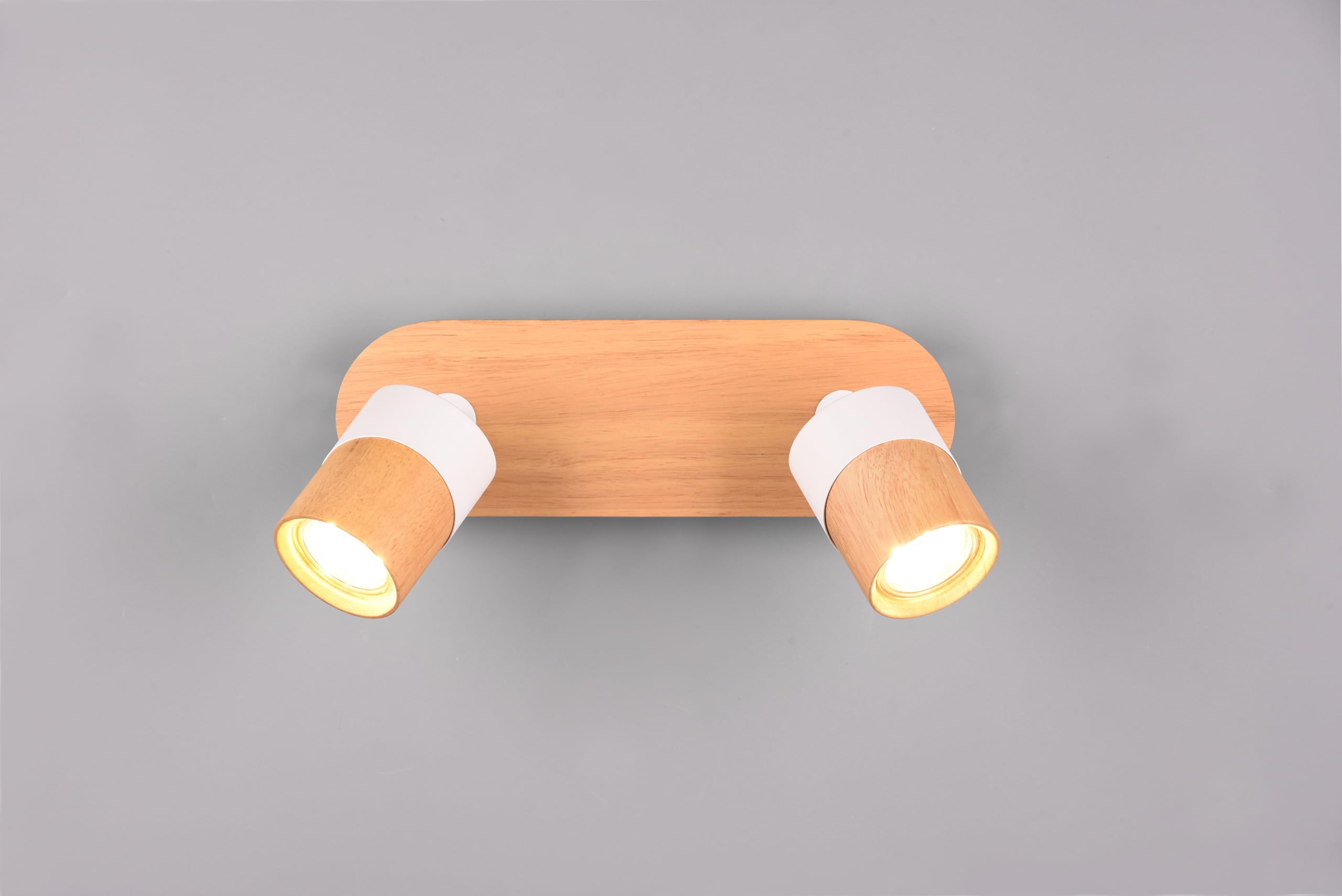 Trio Lampada da soffitto Aruni 801100231, metallo bianco opaco, legno naturale, escl. 2x GU10