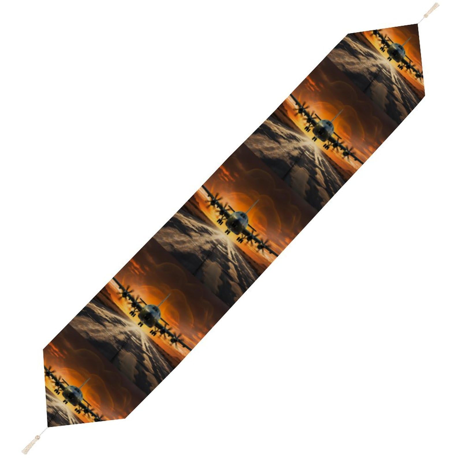 Vfmkt Style Table Runners With Tassel Modern Elegant Table Runner Military Plane Landing On Airforce Runways Against Beautiful Dusky Dresser Runner Kitchen Dining Table Decor For Home Party Decor 70 * 12.91 Inch