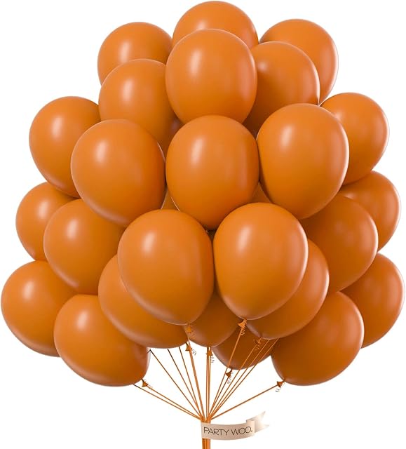 PartyWoo Retro Orange Balloons, 50 pcs 12 Inch Pumpkin Orange Balloons, Orange Latex Balloons for Balloon Garland or Balloon Arch as Birthday Decorations, Wedding Decorations, Party Decorations