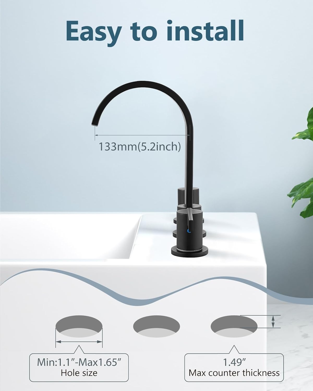 Aolemi Bathroom Faucets 3 Hole,8 Inch Widespread Waterfall Bathroom Sink Faucet,2 Handles Vanity Faucet with Pop-up Drain and Supply Hose,Matte Black