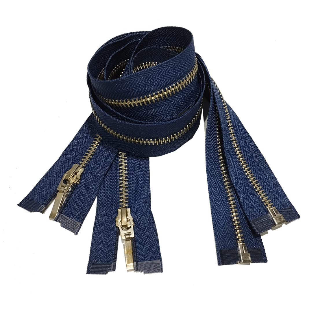 2 Pieces/5# Open Metal Zipper, Sewing Zipper, Sewing Zipper, Heavy Duty Zipper, Black, Blue, Gold, Silver, (2 x 55cm, Blue)