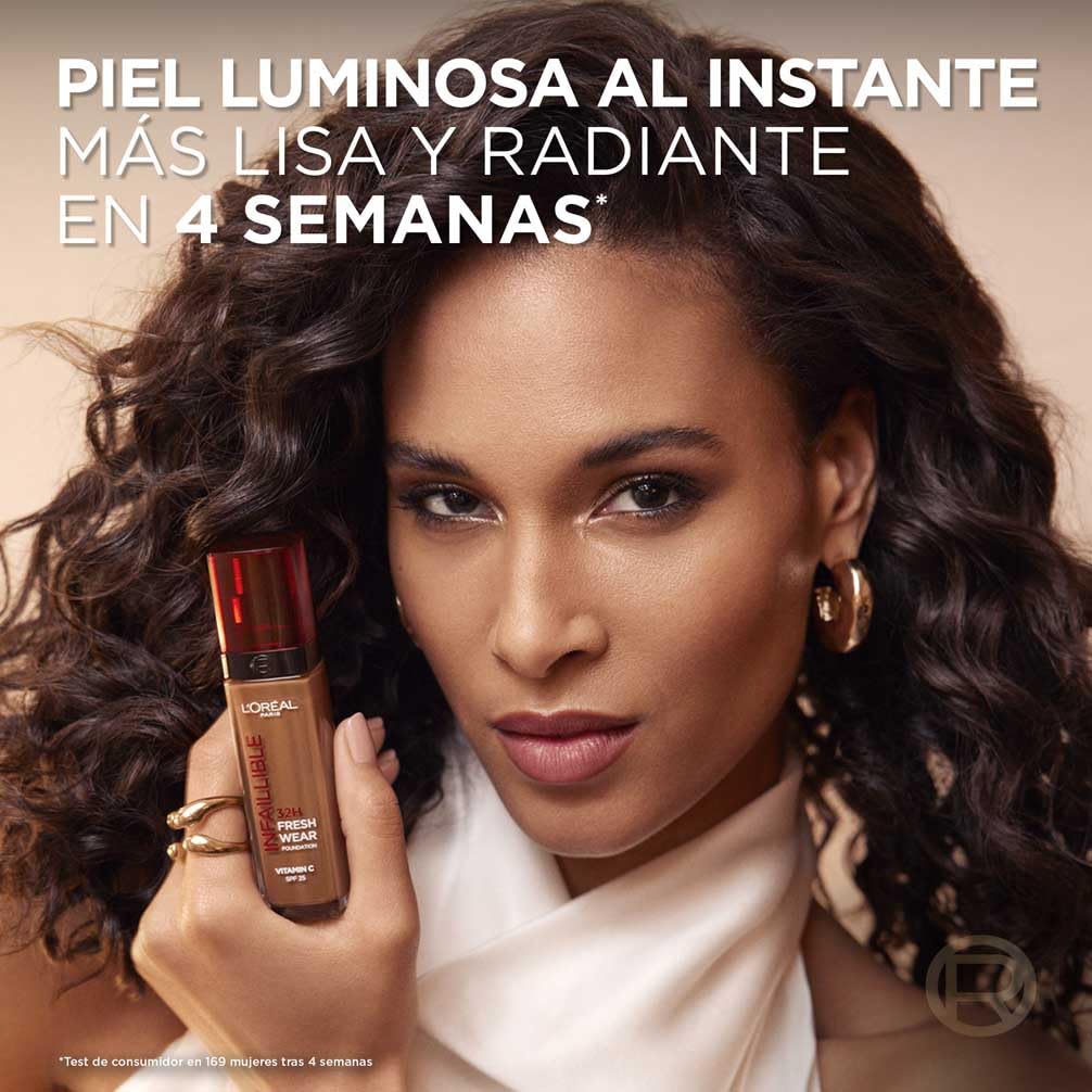L'Oréal Paris, Base de maquillaje Líquida Infaillible 32h Fresh Wear, Para todo tipo de piel, Larga duración, cool rose, 30 ml — view 5